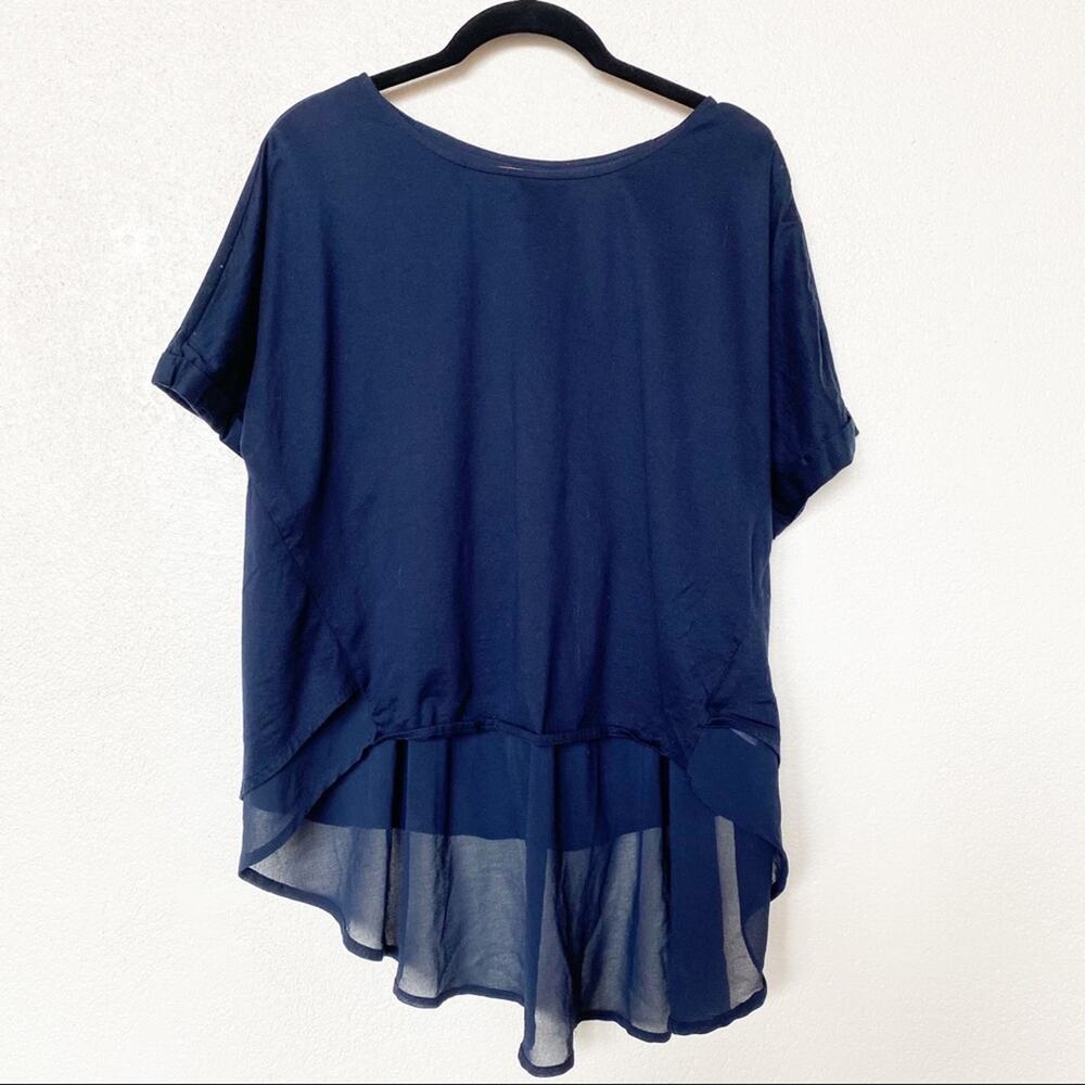Eri + Ali Navy Blue Sheer Bottom Top Size Medium